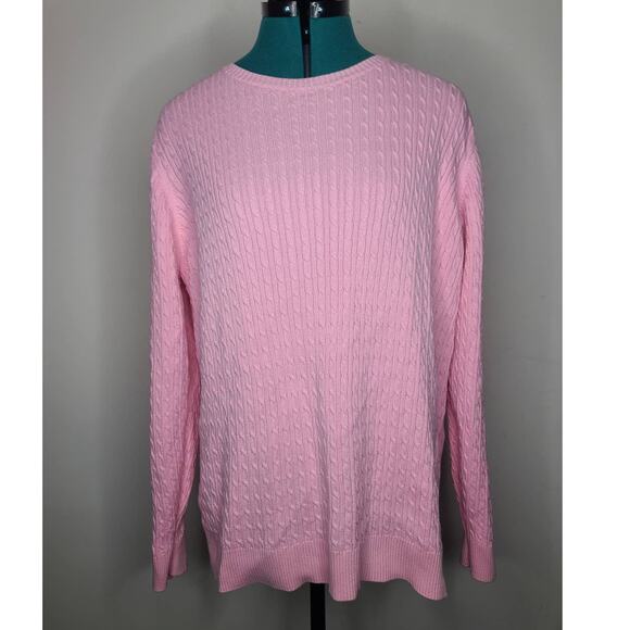 Lands End pink cable knit sweater - XL - Picture 1 of 4